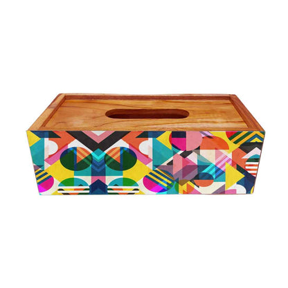 Wooden Tissue Cover Box for Home Office Car - Multicolor