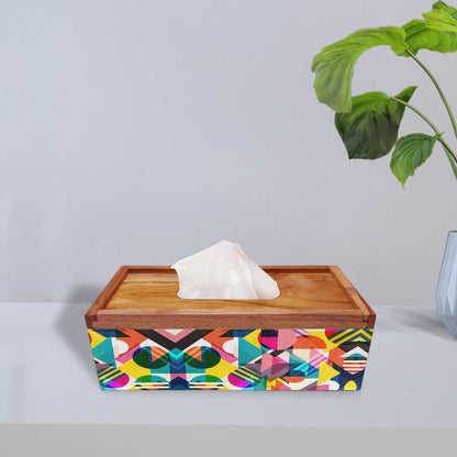 Wooden Tissue Cover Box for Home Office Car - Multicolor