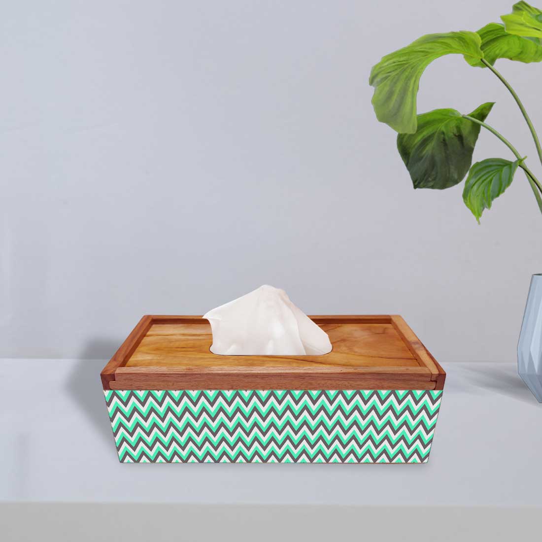 Rectangular Wooden Tissue Paper Dispenser Box for Dining Table