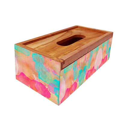 Wooden Tissue Dispenser Box for Home Office Car - Watercolor