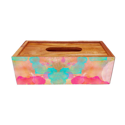 Wooden Tissue Dispenser Box for Home Office Car - Watercolor