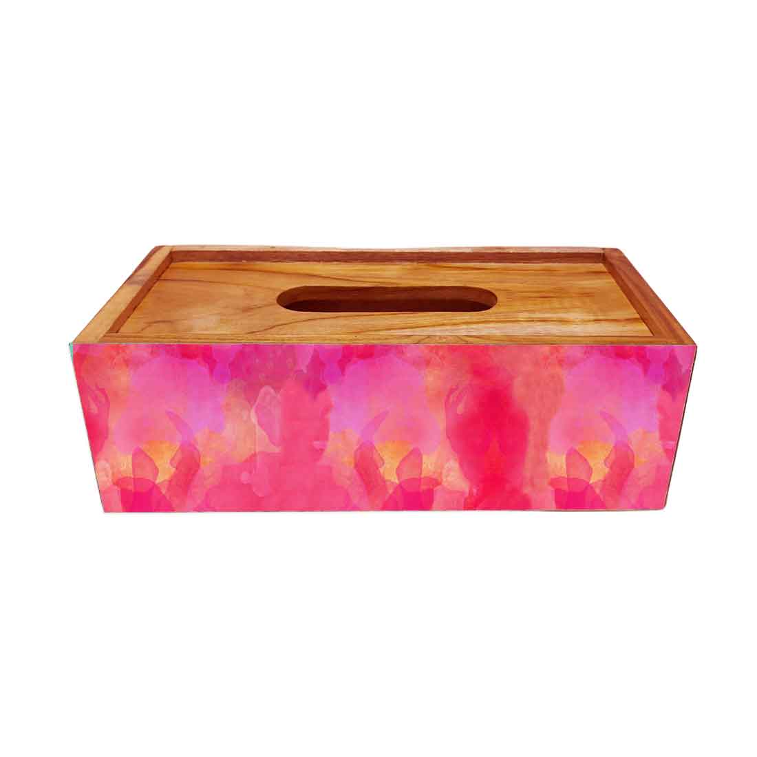 Rectangular Tissue Stand Holder Wooden for Home Office - Watercolor