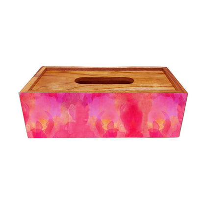 Rectangular Tissue Stand Holder Wooden for Home Office - Watercolor