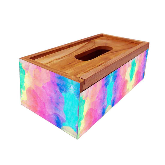 Wooden Designer Tissue Paper Holder for Bathroom - Watercolor