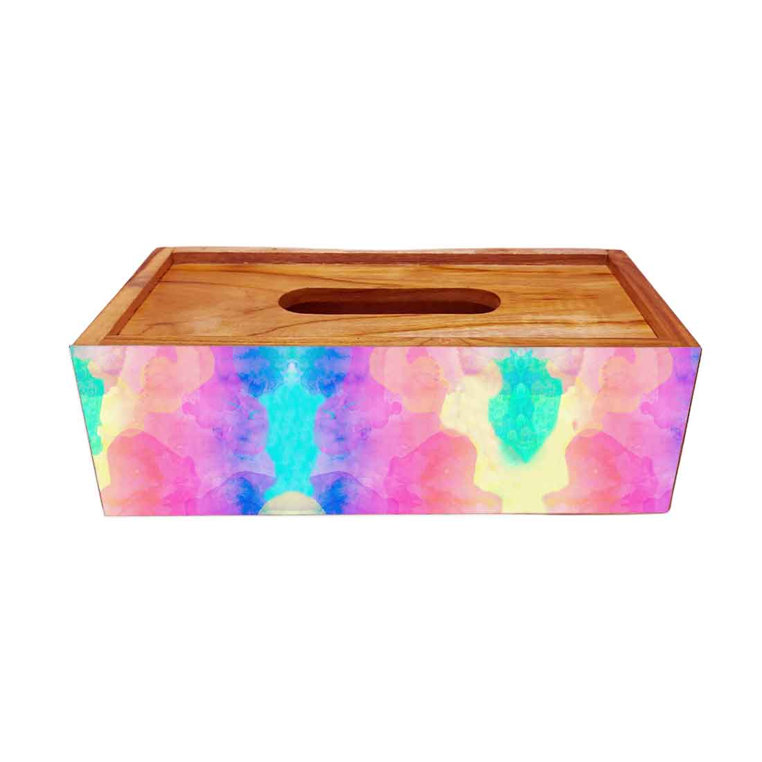 Wooden Designer Tissue Paper Holder for Bathroom - Watercolor