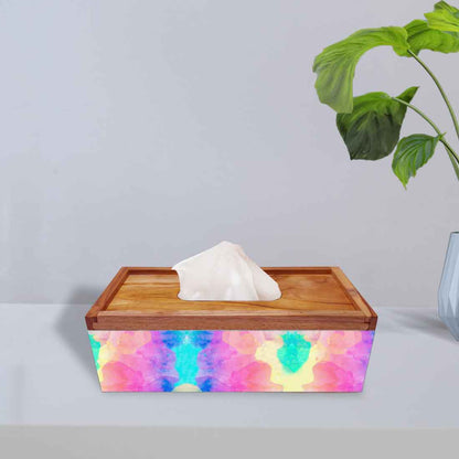 Wooden Designer Tissue Paper Holder for Bathroom - Watercolor