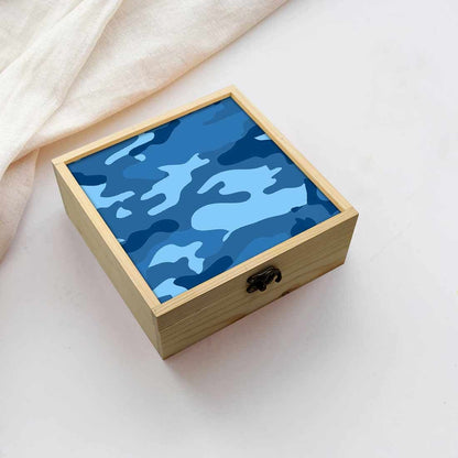 Jewellery Box Wooden Jewelry Organizer -  Blue Army Camouflage Nutcase