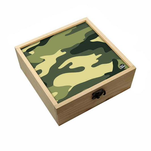 Jewellery Box Wooden Jewelry Organizer -  Military Green Camouflage Nutcase