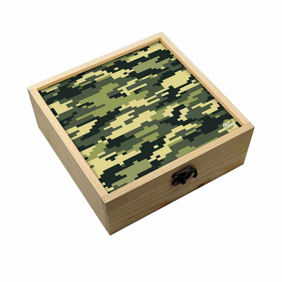 Jewellery Box Wooden Jewelry Organizer -  Green Army Camouflage Nutcase