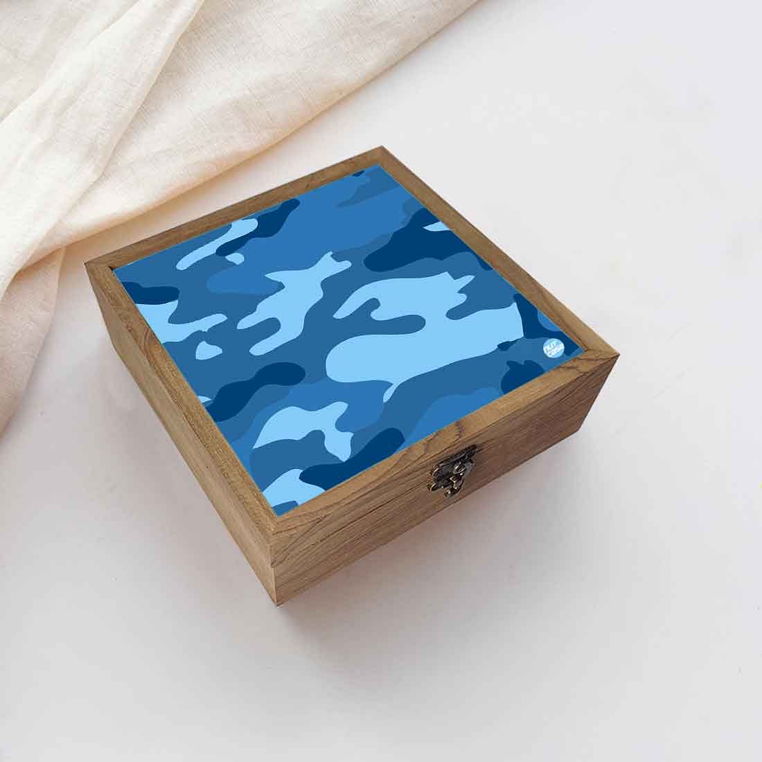 Nutcase Designer Jewellery Organisers Wooden - Unique Gifts -Blue Army Camouflage Nutcase