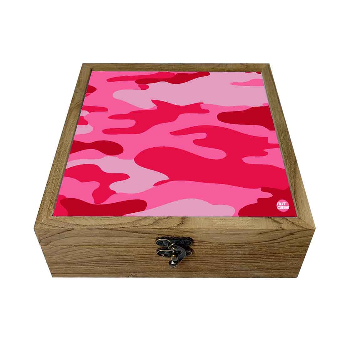 Nutcase Wooden Jewellery Box for Women Big - Unique Gifts -Pink Army Camouflage Nutcase