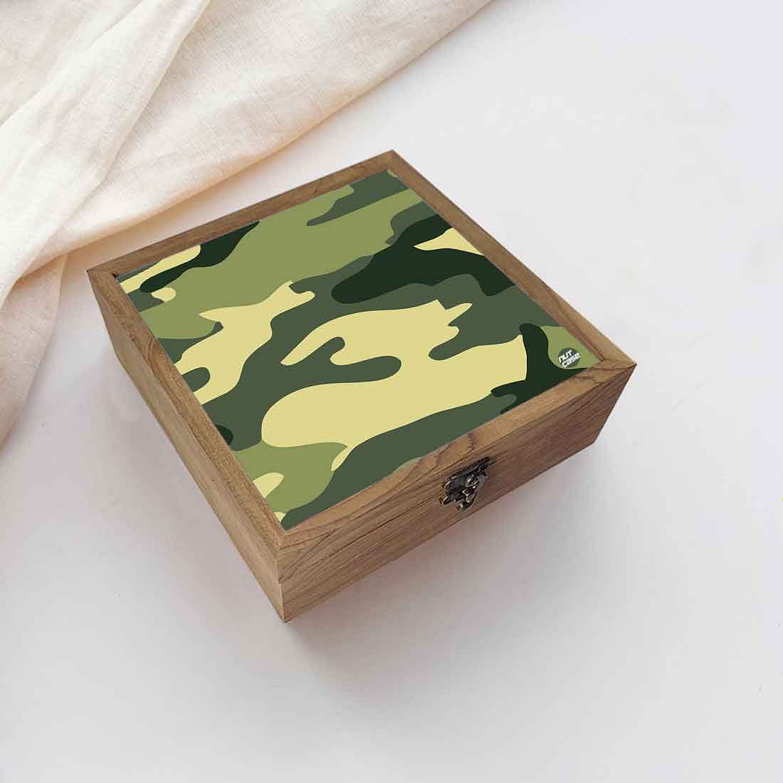 Nutcase Designer Jewellery Box Organizer with Big Grid - Unique Gifts -Military Green Camouflage Nutcase