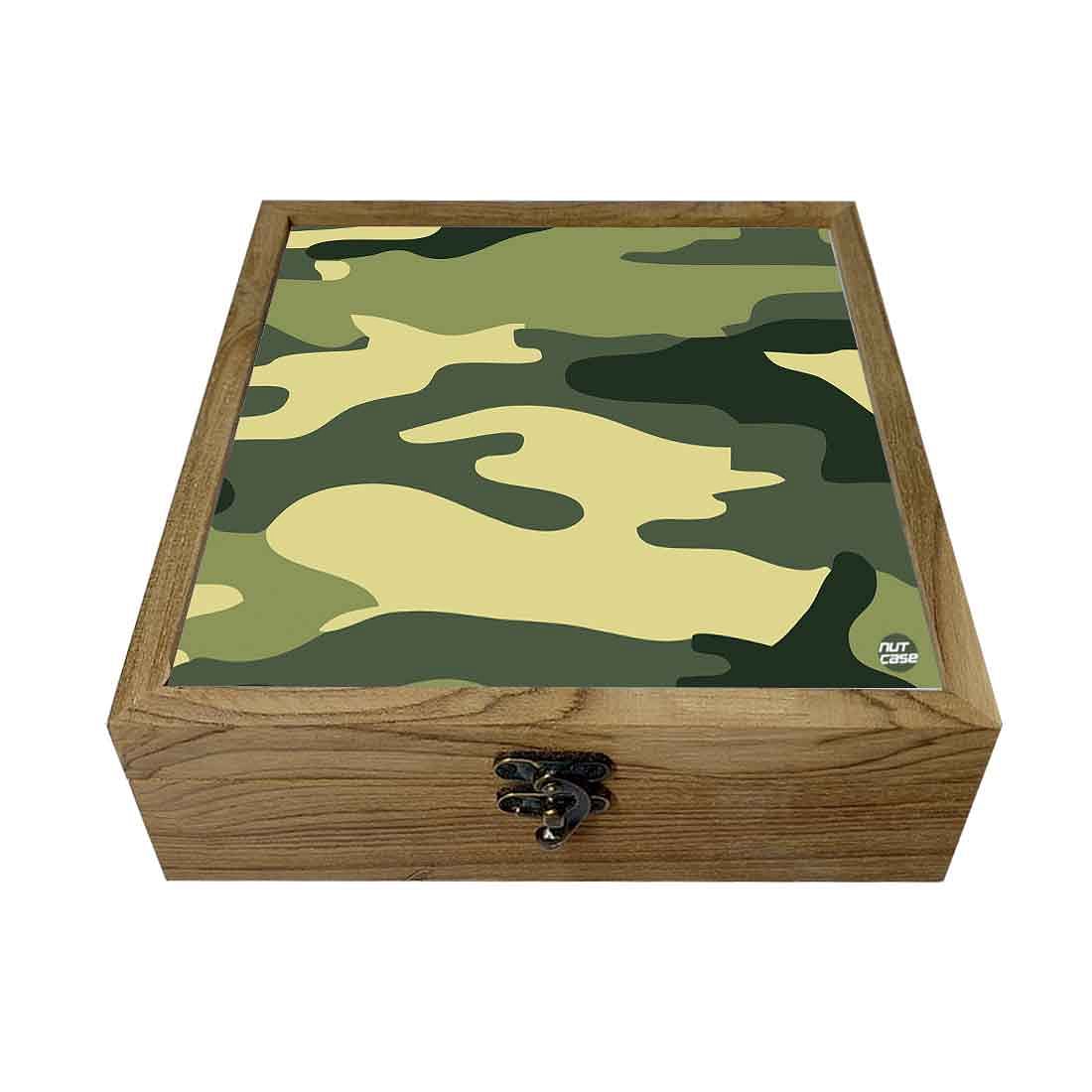 Nutcase Designer Jewellery Box Organizer with Big Grid - Unique Gifts -Military Green Camouflage Nutcase
