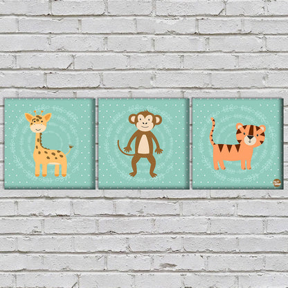 Wall Art Decor Hanging Panels Set Of 3 -Cute Tiger Nutcase