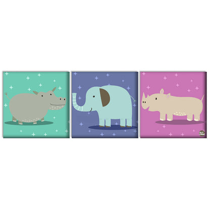 Wall Art Decor Hanging Panels Set Of 3 -Cute Elephant Nutcase