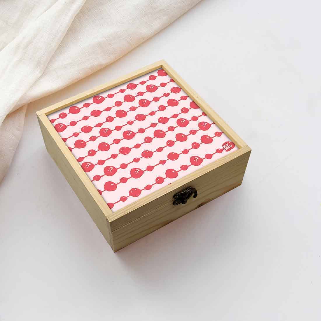 Jewellery Box Wooden Jewelry Organizer -  Pink Dot Line Nutcase