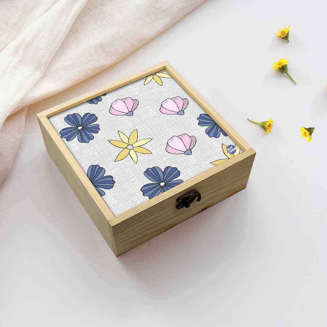 Jewellery Box Wooden Jewelry Organizer -  Flower Petals Nutcase