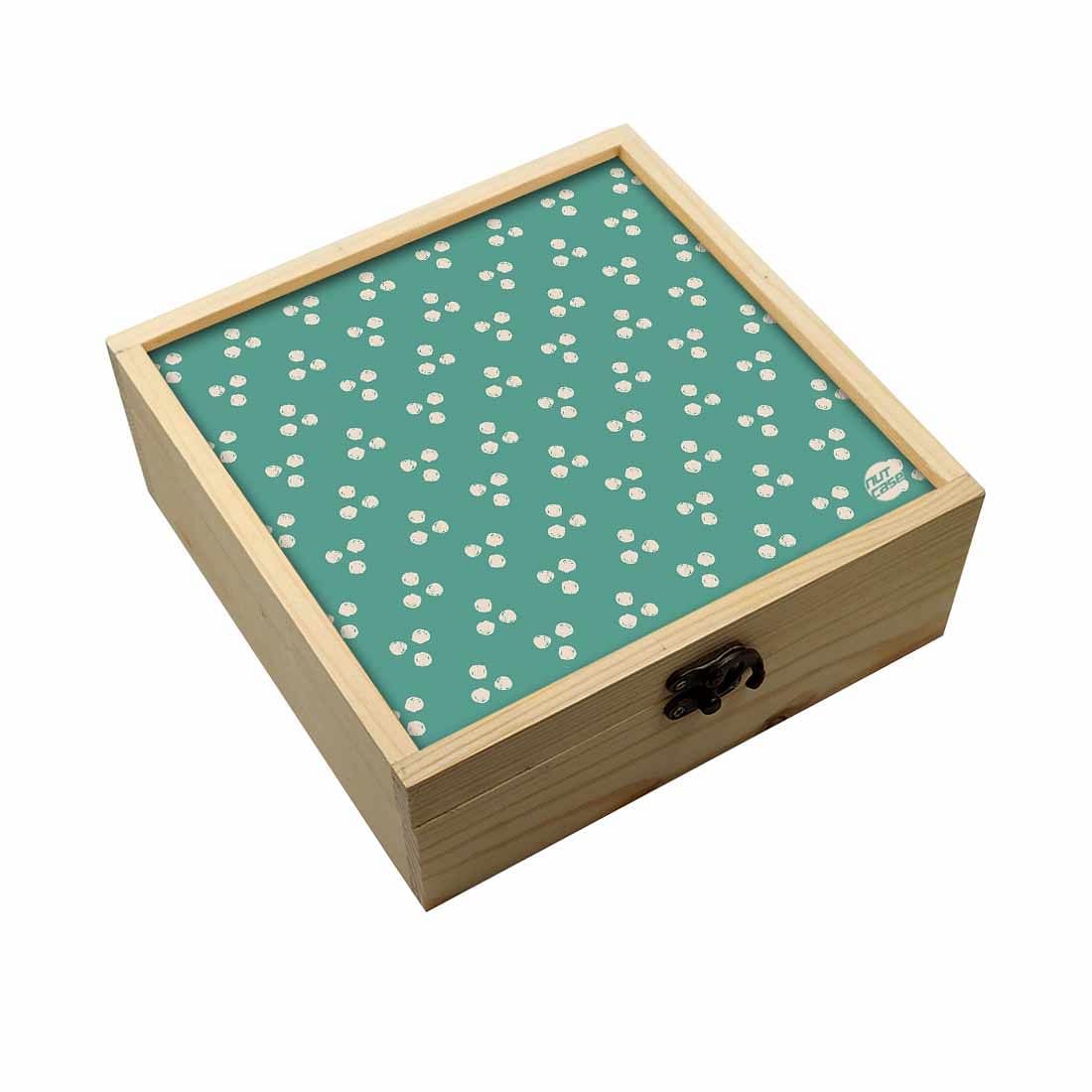 Jewellery Box Wooden Jewelry Organizer -  White Dots Pow Nutcase