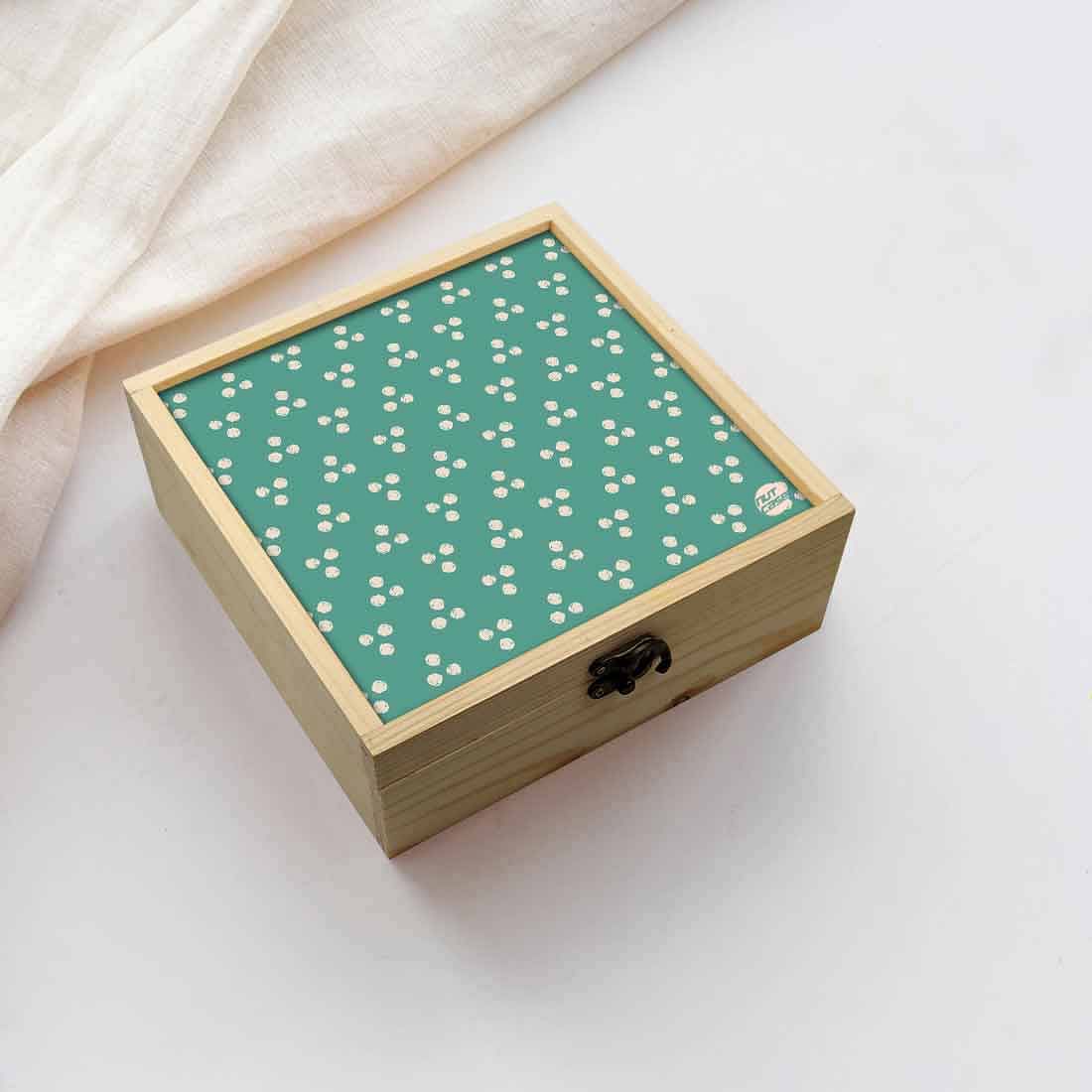 Jewellery Box Wooden Jewelry Organizer -  White Dots Pow Nutcase