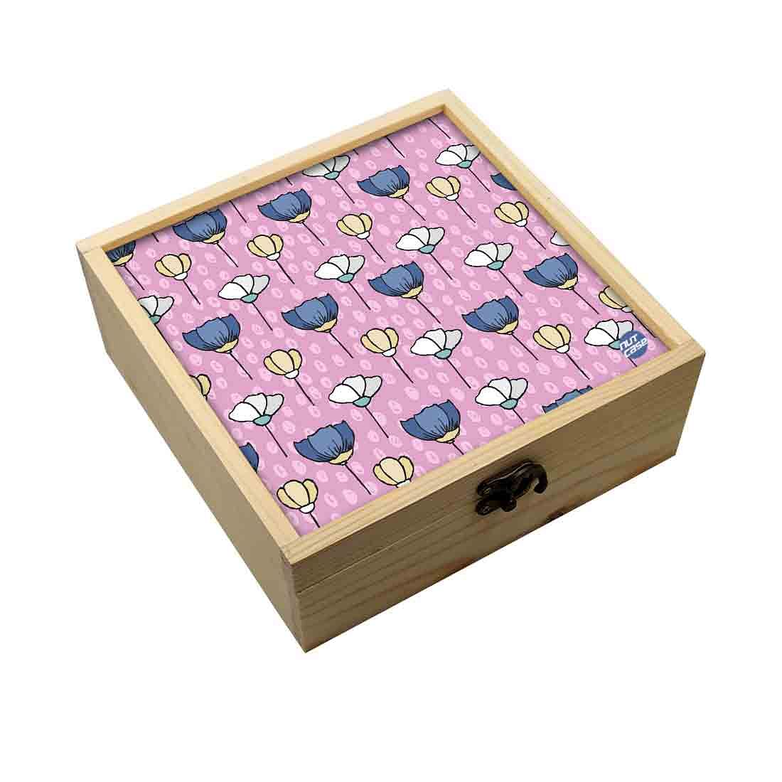 Jewellery Box Wooden Jewelry Organizer -  Pink And Purple Tulips Nutcase