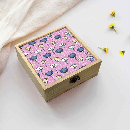 Jewellery Box Wooden Jewelry Organizer -  Pink And Purple Tulips Nutcase