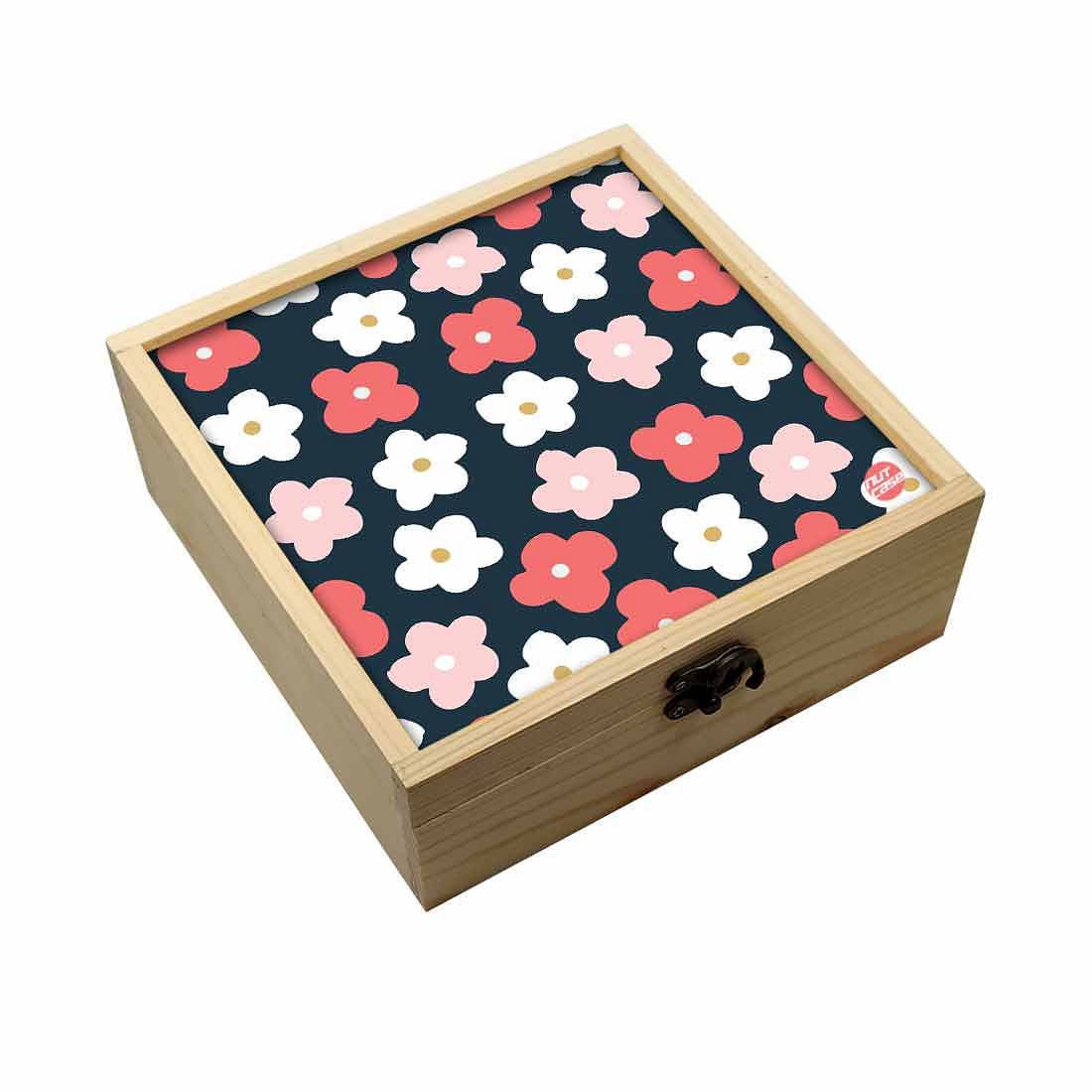 Jewellery Box Wooden Jewelry Organizer -  Spring Pink & Blue Nutcase