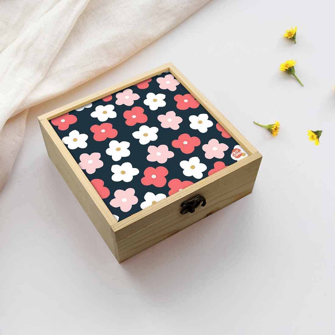 Jewellery Box Wooden Jewelry Organizer -  Spring Pink & Blue Nutcase