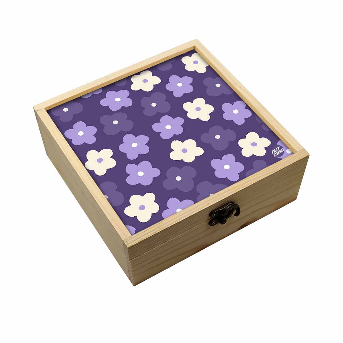 Jewellery Box Wooden Jewelry Organizer -  Purple Flowers Nutcase