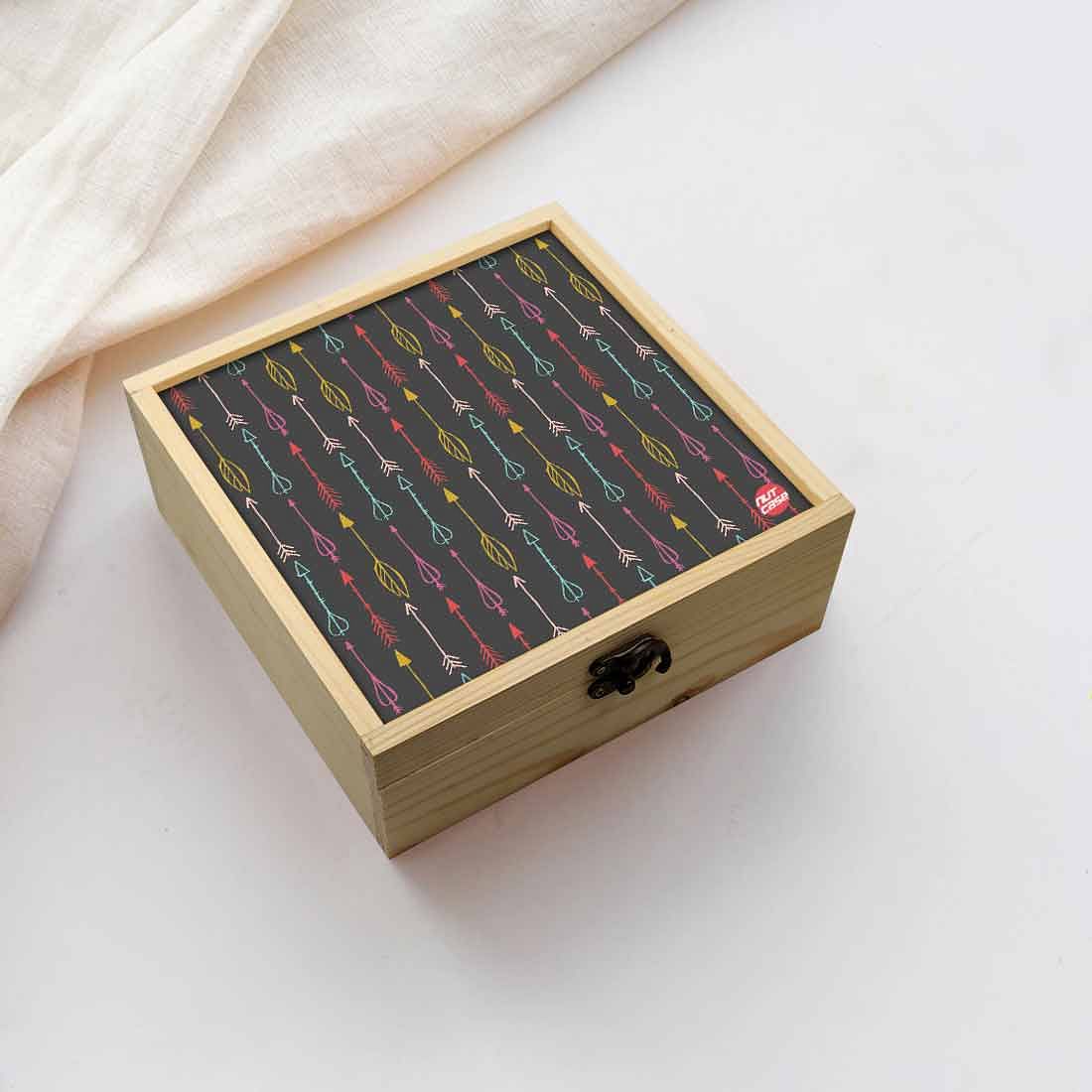 Jewellery Box Wooden Jewelry Organizer -  Mutlicolor Arrow Nutcase