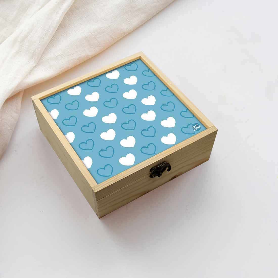 Jewellery Box Wooden Jewelry Organizer -  Blue Heart Nutcase