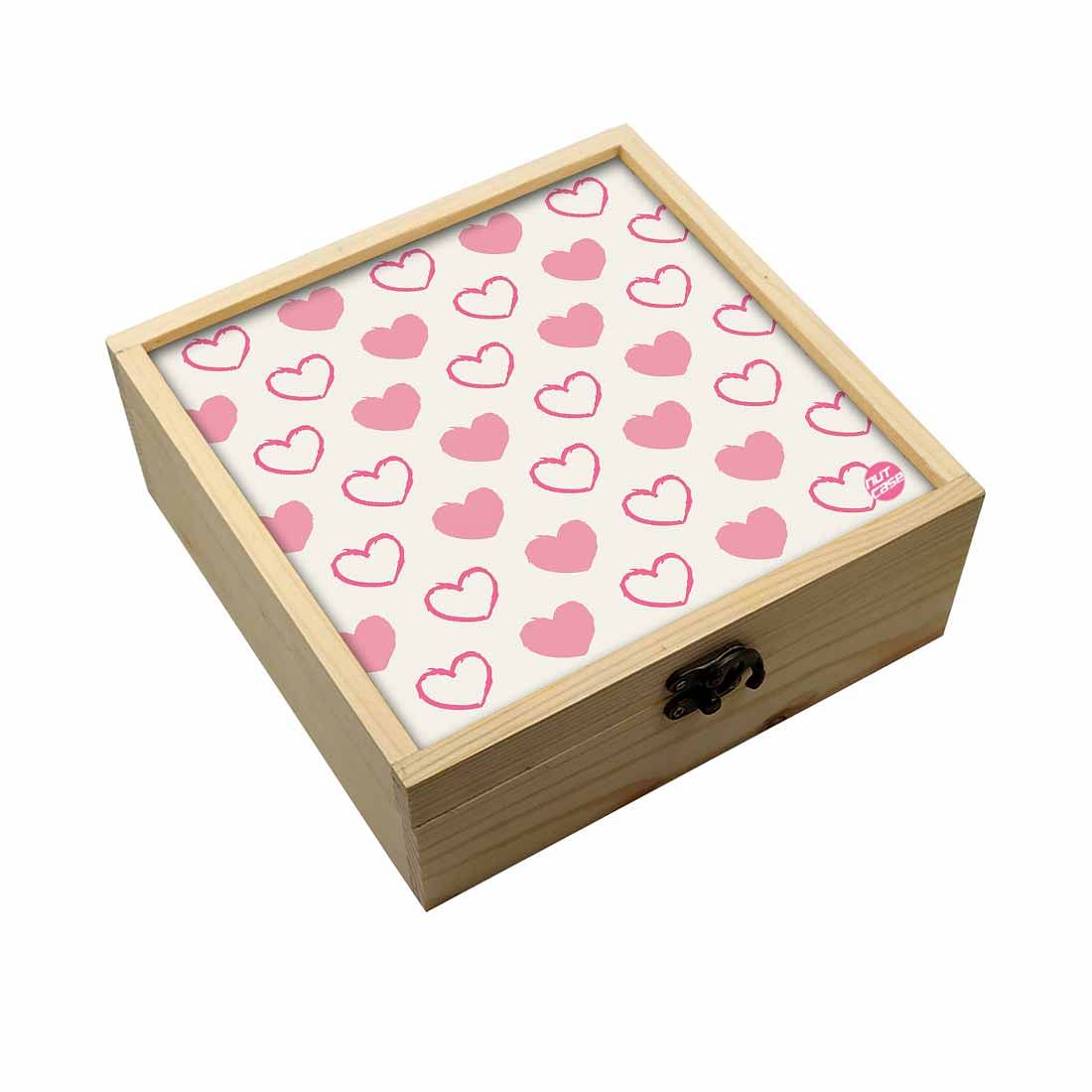 Jewellery Box Wooden Jewelry Organizer -  Pink Heart Nutcase