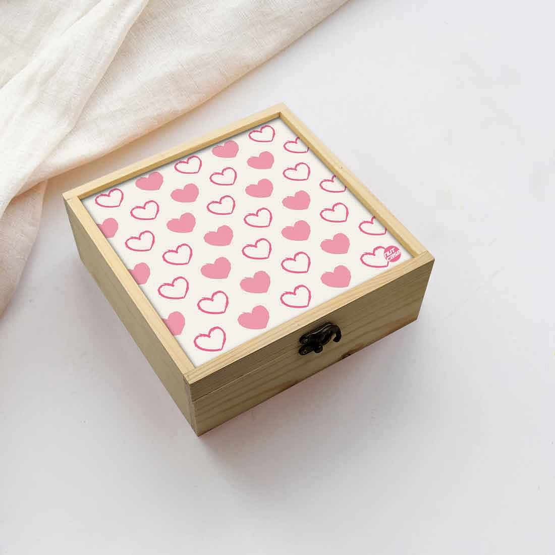 Jewellery Box Wooden Jewelry Organizer -  Pink Heart Nutcase