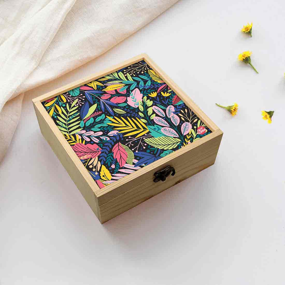 Jewellery Box Wooden Jewelry Organizer -  Green Floral Spring Collection Nutcase