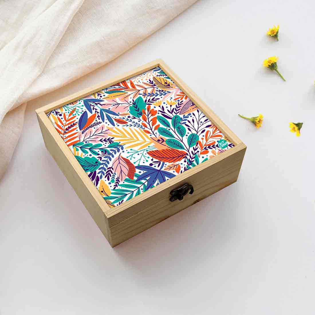 Jewellery Box Wooden Jewelry Organizer -  Multicolor Leaf Spring Collection Nutcase