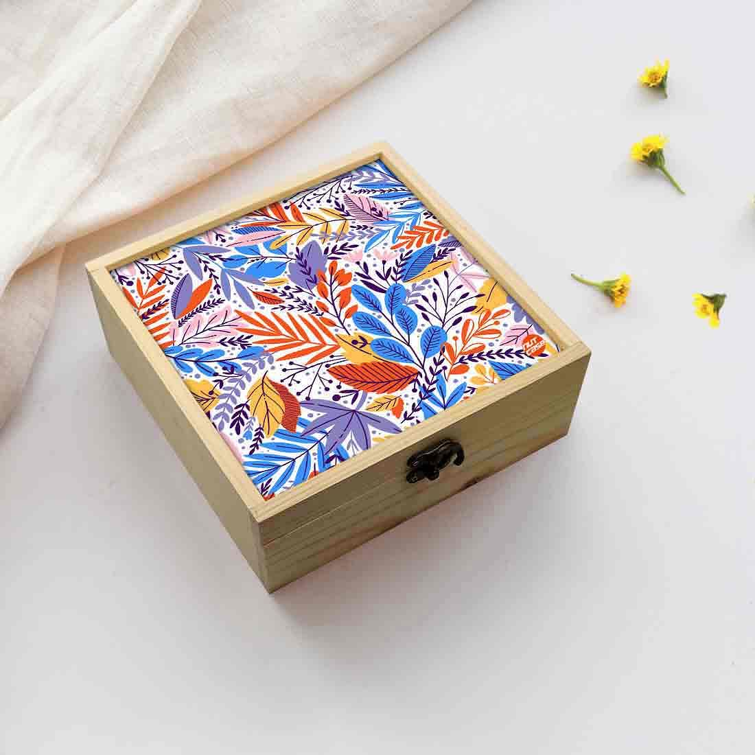 Jewellery Box Wooden Jewelry Organizer -  Colorful Leaf Spring Collection Nutcase