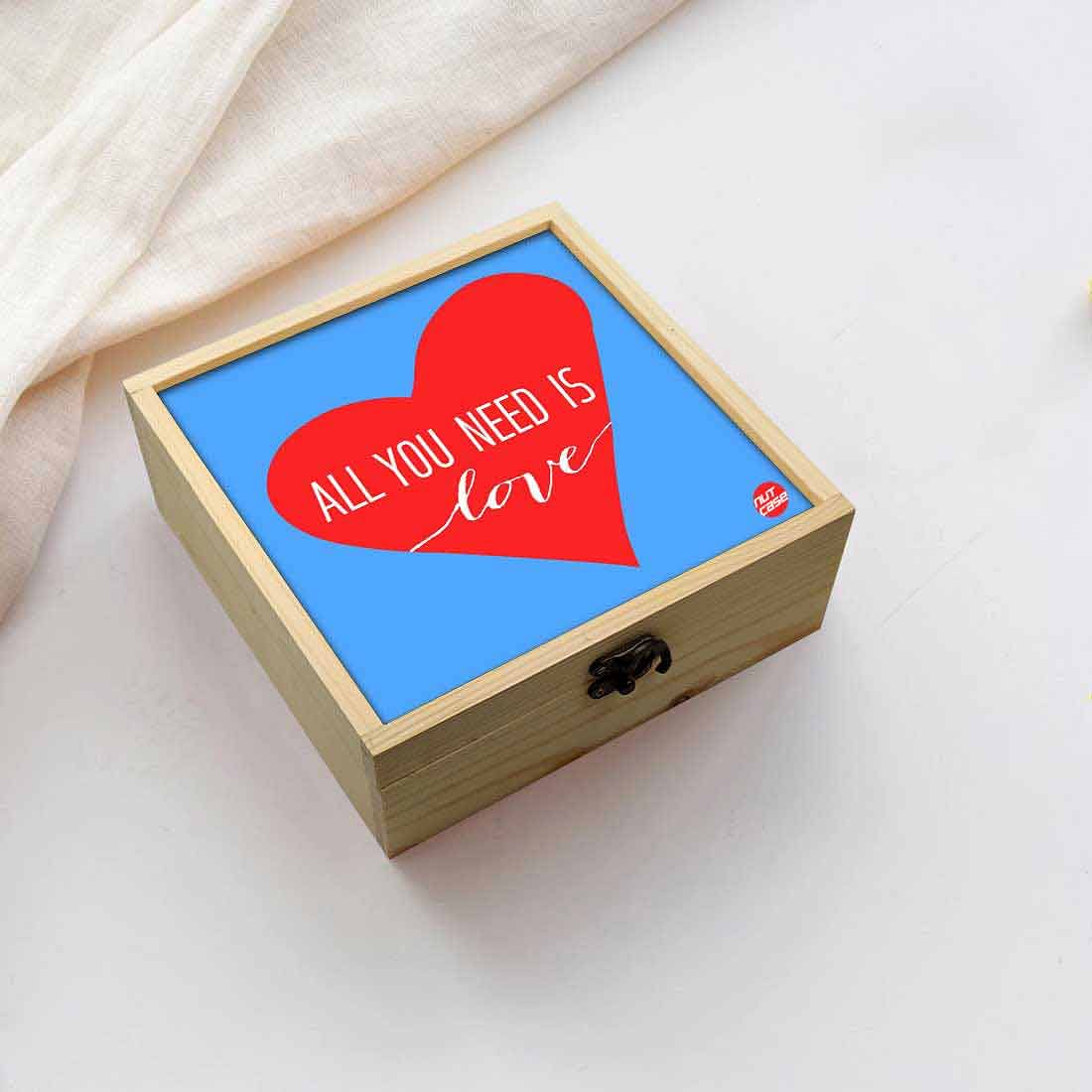 Jewellery Box Makepup Organizer -  All You Need Is Love Blue Nutcase