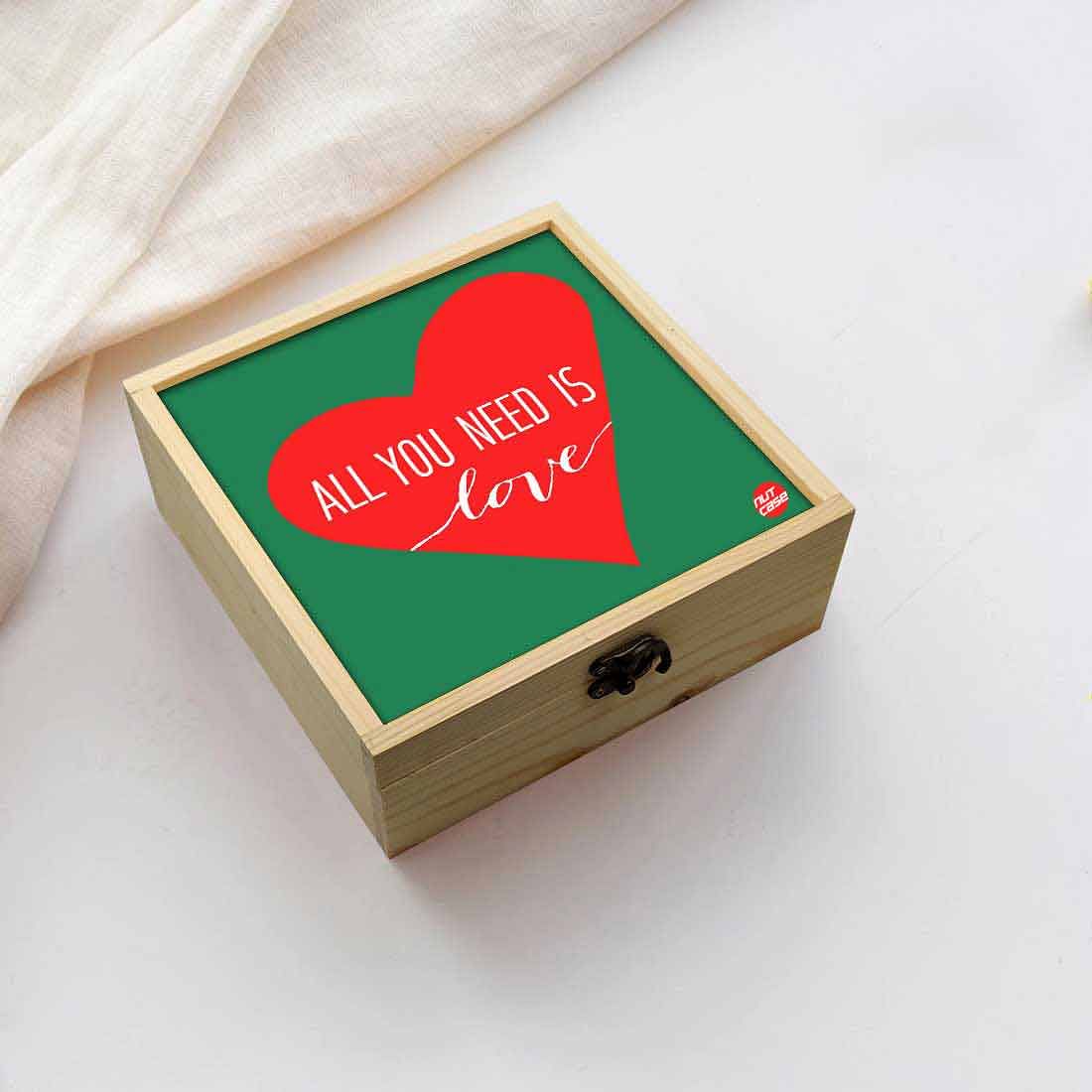 Jewellery Box Makepup Organizer -  All You Need Is Love Green Nutcase