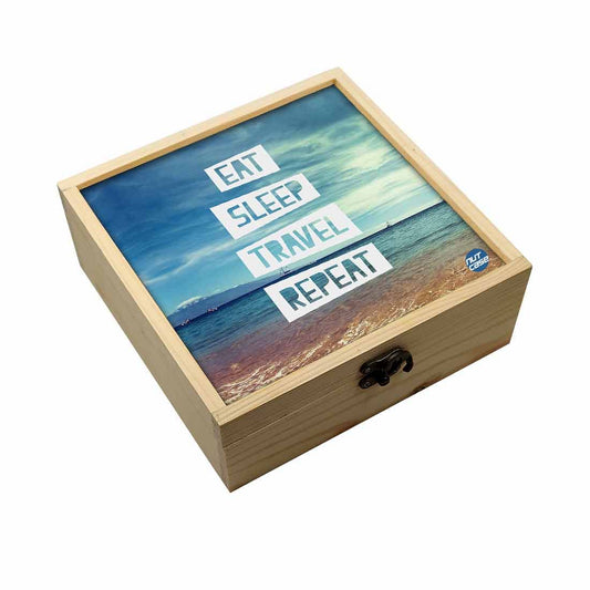 Jewellery Box Makepup Organizer -  Eat Sleep Travel Repeat Nutcase