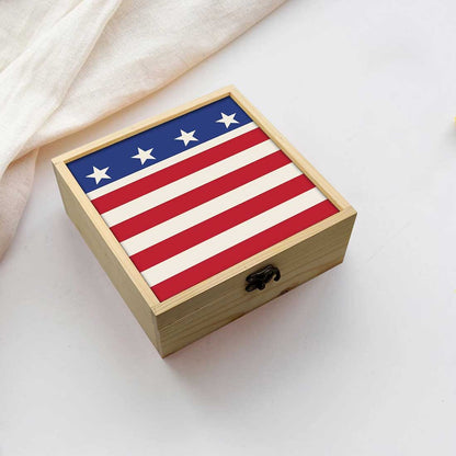 Jewellery Box Makepup Organizer -  Red Strips Star Flag Nutcase