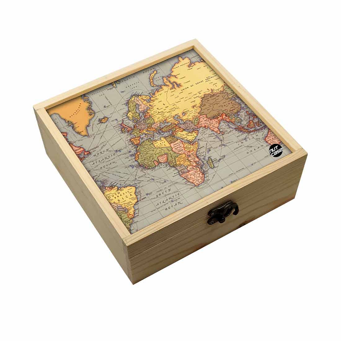 Jewellery Box Makepup Organizer -  Vintage Map Design Nutcase