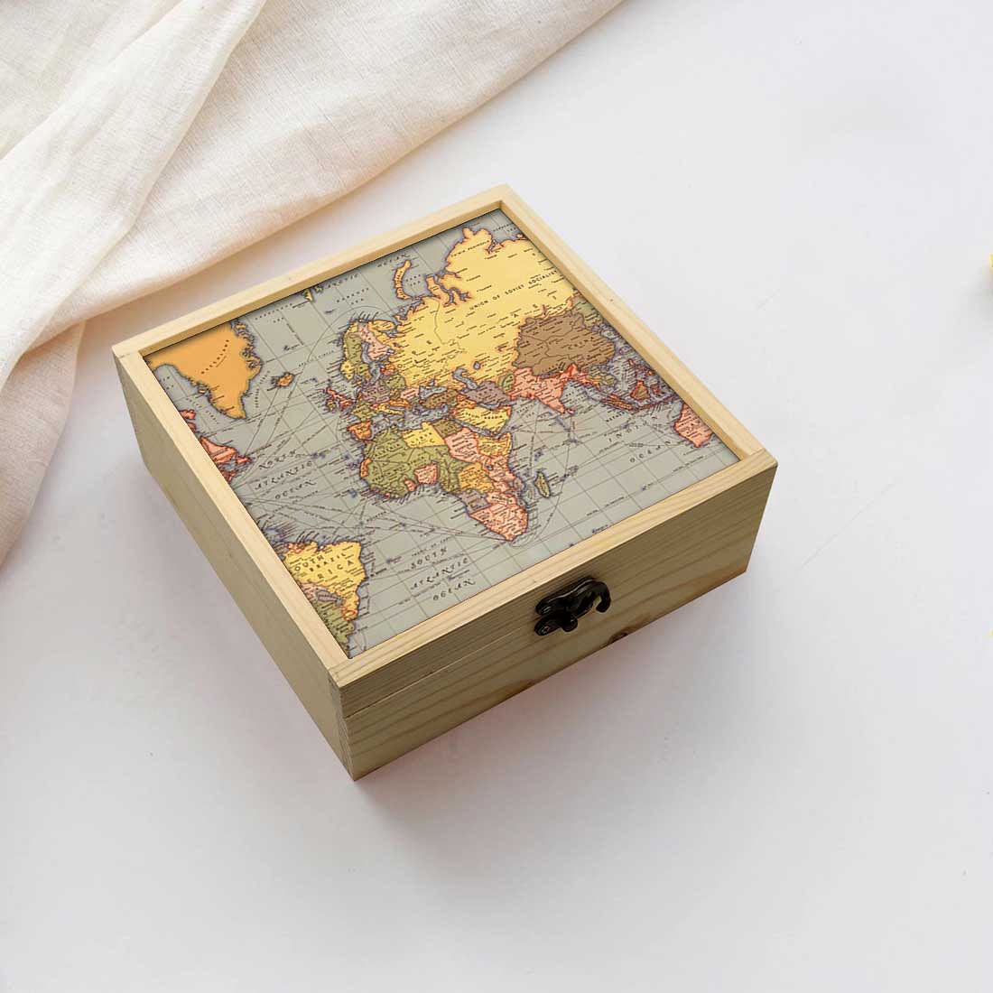 Jewellery Box Makepup Organizer -  Vintage Map Design Nutcase