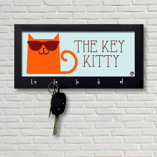Key Holder 5 Hooks Keys Hanger -  Cat Hipster Nutcase