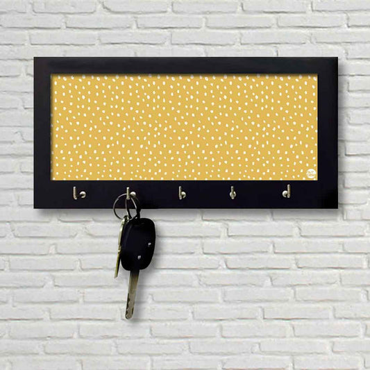 Key Holder 5 Hooks Keys Hanger -  Yellow White Dots Nutcase
