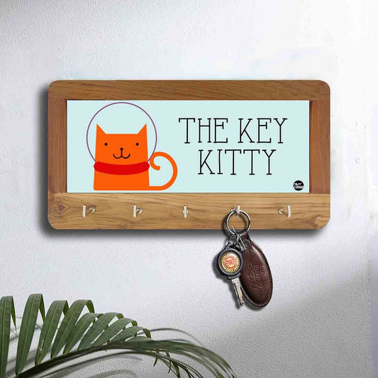 Key Holder 5 Hooks Keys Hanger -  Cute Cat Skipping Nutcase