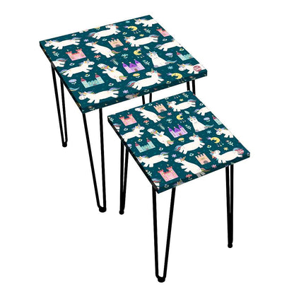 Modern Nest of Tables Set of 2 Nesting Table for Living Room - Unicorns Nutcase