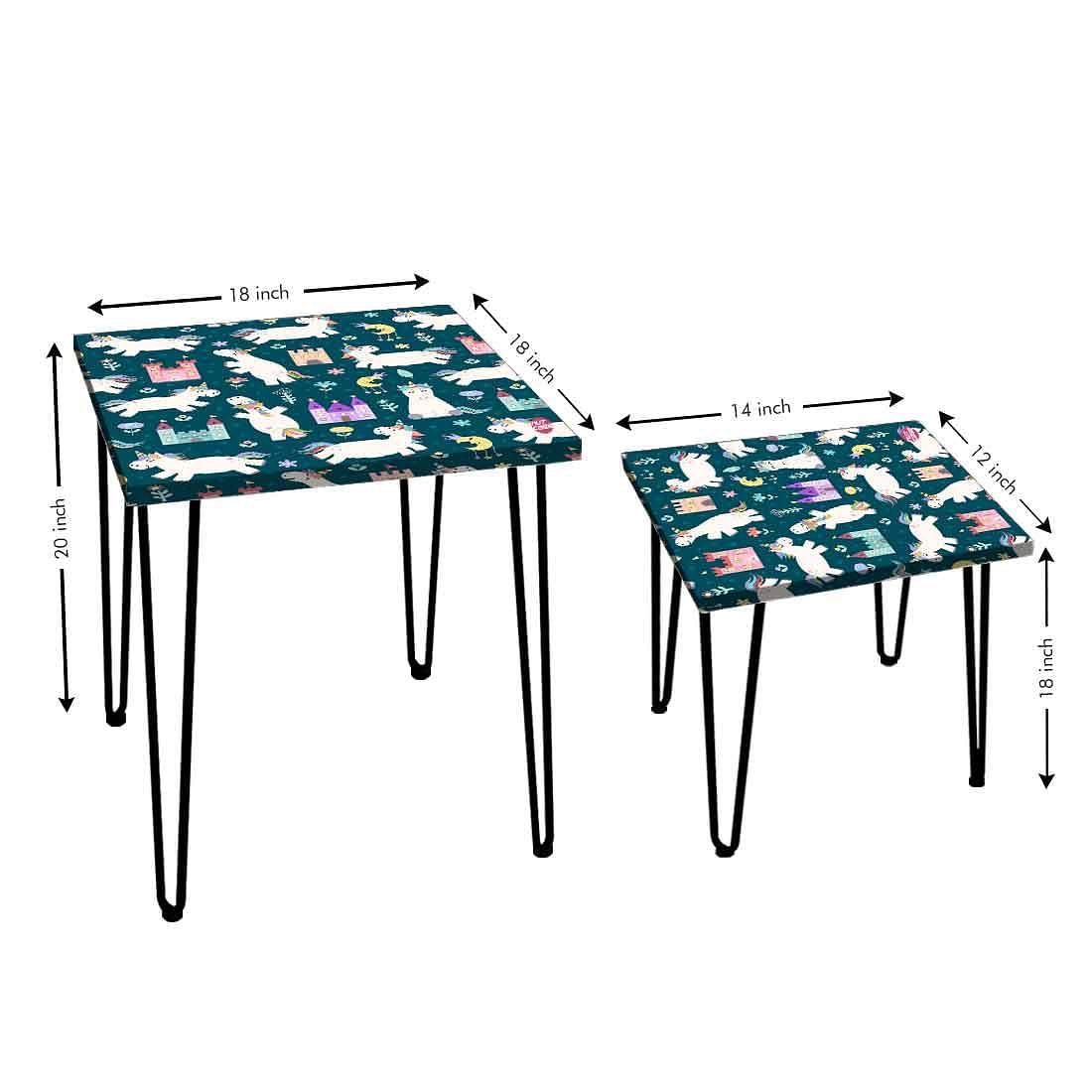 Modern Nest of Tables Set of 2 Nesting Table for Living Room - Unicorns Nutcase