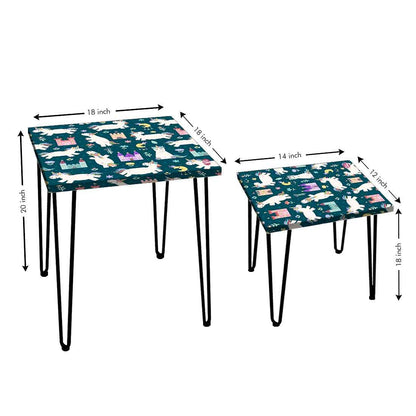 Modern Nest of Tables Set of 2 Nesting Table for Living Room - Unicorns Nutcase