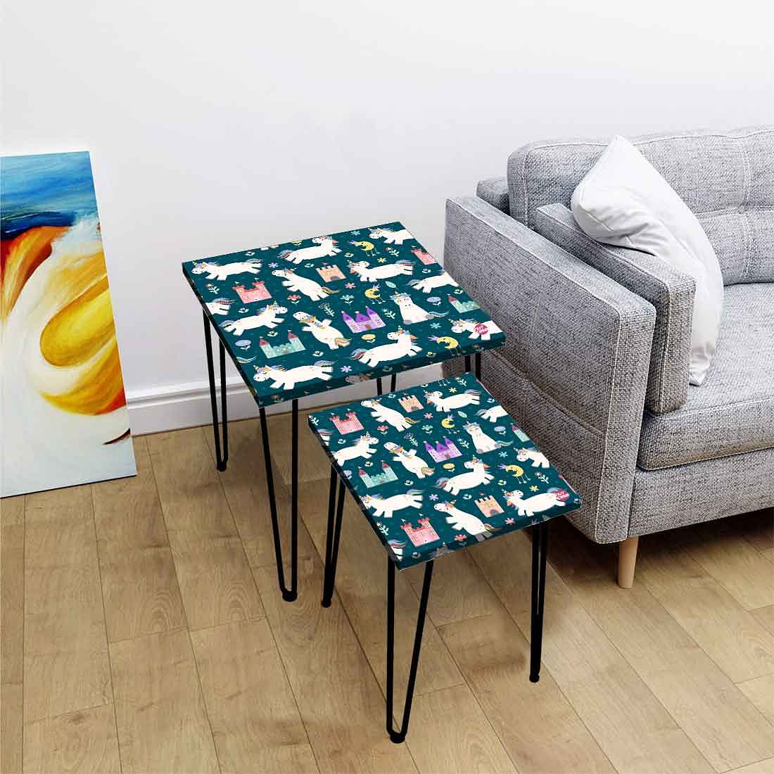 Modern Nest of Tables Set of 2 Nesting Table for Living Room - Unicorns Nutcase