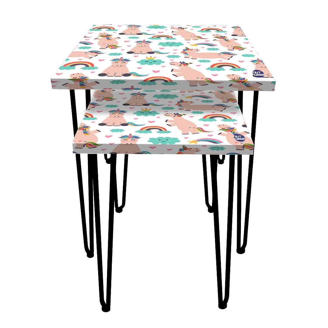 Designer Nest of Tables Side Table for Living Room Balcony - Unicorns Cloud Nutcase