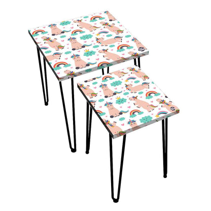 Designer Nest of Tables Side Table for Living Room Balcony - Unicorns Cloud Nutcase